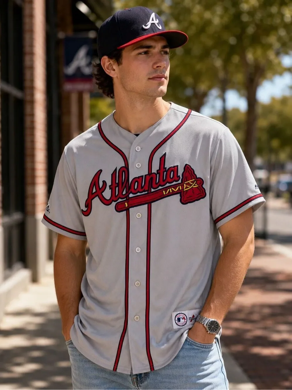 Majestic Authentic Atlanta Braves #10 Chipper Jones Baseball Jersey Medium